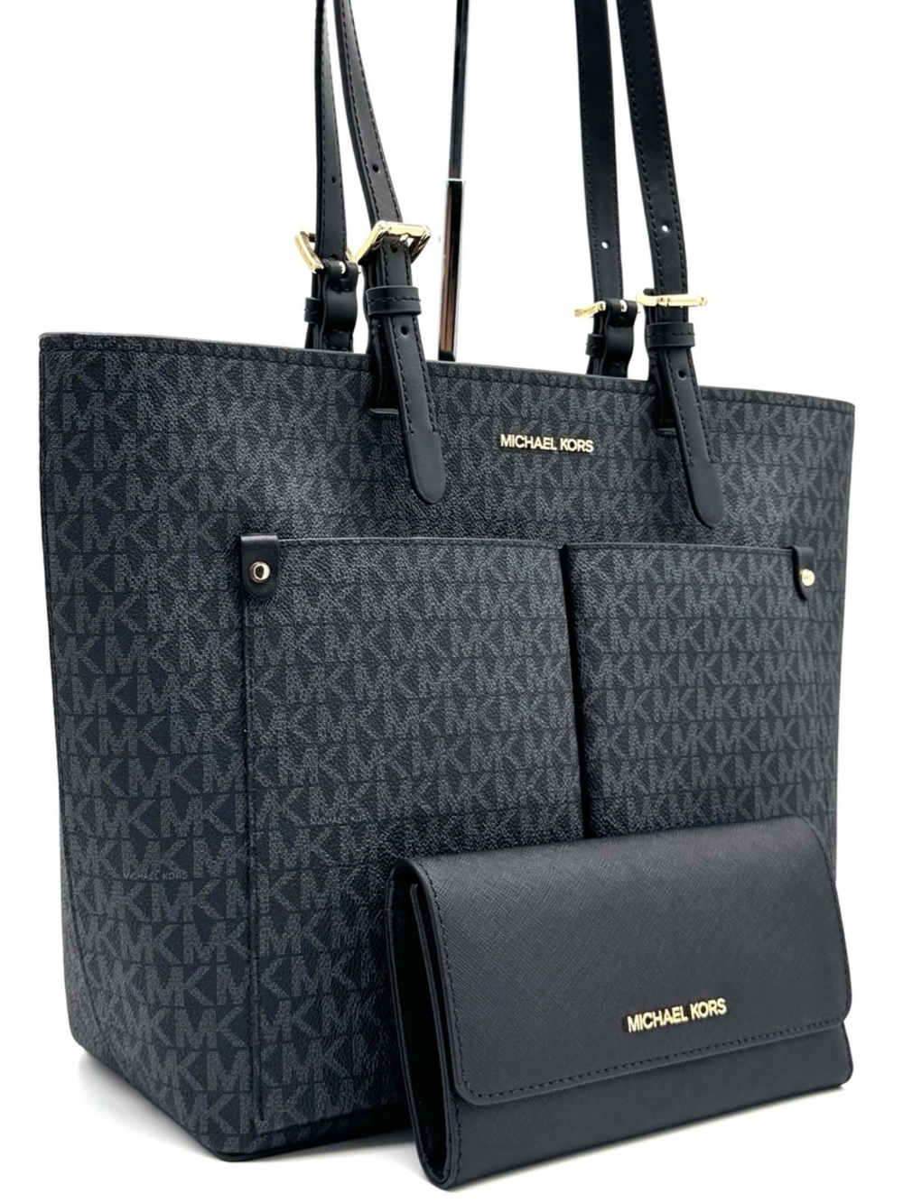 Michael Kors Jet Set Medium Pocket Tote Bag & Matching Trifold Wallet